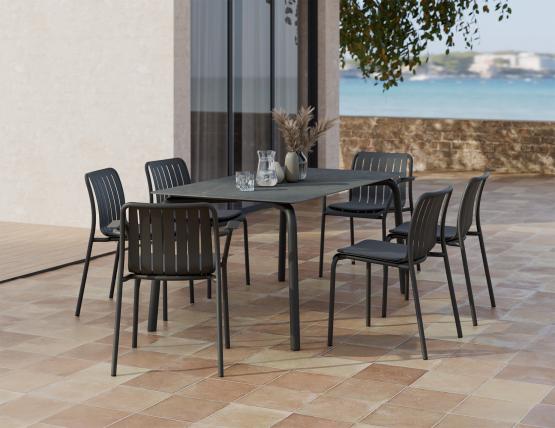 L 3 Roku Diningtable Basalt 160 Chairs Pad Charcoal Charcoal Residential