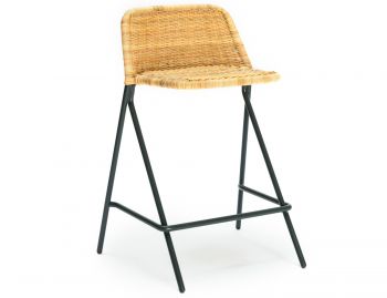 Kaki Outdoor Bar Stool Charcoal Frame Wheat Seat by Feelgood Designs image