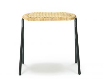 Kaki Outdoor Low Stool Charcoal Frame Wheat Seat by Feelgood Designs image