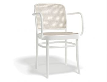 811 Hoffmann White Armchair with Cane Seat and Backrest by TON image