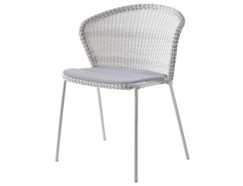 Lean White Grey Outdoor Stackable Dining Chair With Seat Cushion by Welling & Ludvik For Cane-line image