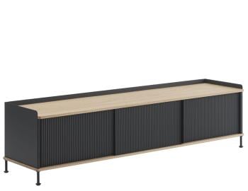 Enfold Sideboard Low Anthracite Black & Natural Oak by Thomas Bentzen for Muuto image