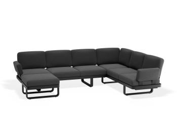 Delmar Config F - Outdoor Modular Sofa in Charcoal - Granite Grey Cushions by Bent Design image