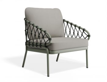 Kara Outdoor Single Lounge Chair Matt Eucalyptus Green Aluminium Frame by Bent Design image
