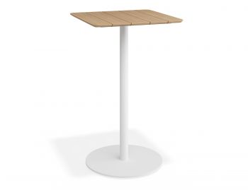 Roku High Bar Outdoor Teak Table Matte White by Bent Design image