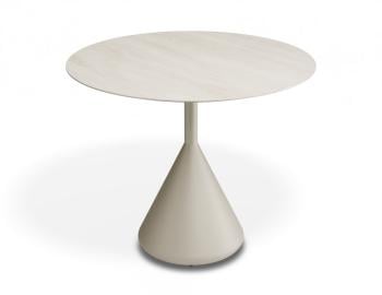 Kora Outdoor Cafe Table 90cm Dia Matt Latte with Dune Ceramic Top by Bent Design image