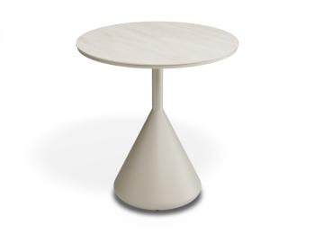 Kora Outdoor Cafe Table 71cm Dia Matt Latte with Dune Ceramic Top by Bent Design image