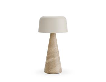 Aura Small Solar Outdoor Lamp in Latte and Travertine by Bent Design image