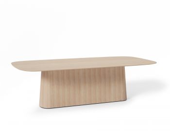 P.O.V. Table 466 Rectangle (Heavily Rounded Corners) 130x260cm - Solid European Oak Top / Natural Base image