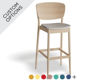 Valencia Stool Upholstered Seat and Veneer Back by Yonoh for TON image