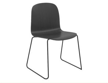 Visu Chair with Wood Seat & Sled Base in Black by Mika Tolvanen for Muuto image