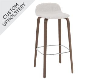 Visu Bar Stool Upholstered with Wood Base by Mika Tolvanen Muuto image